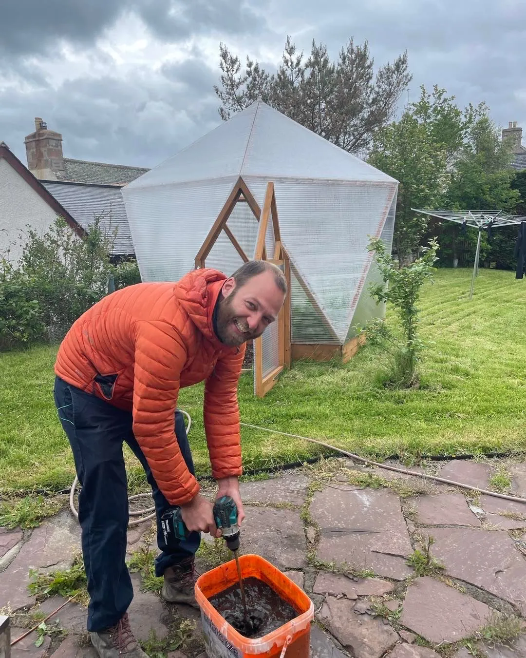 Close-up of geodesic triangle joints showing precision craftsmanship of Highland Domes